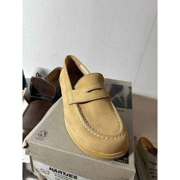 Vintage Hartjes Women's Nubuck Penny Loafers in‎ Cream 18862 - Picture 2 of 4